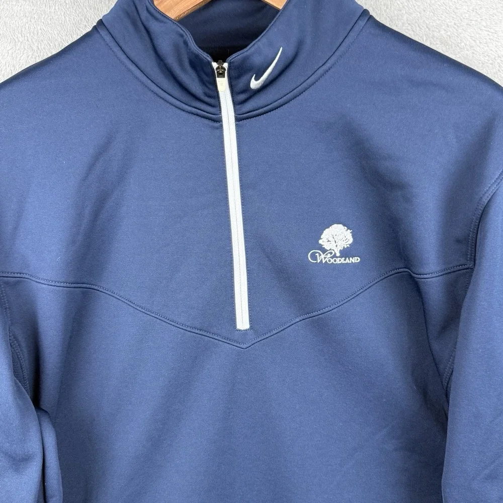 Nike Golf Tour Performance 1/4 Zip Woodland Country Club Size L Navy Therma Fit